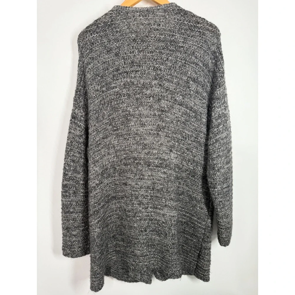 J Jill Pure Open Front Long 1 Button Lagenlook sz L MOHAIR WOOL CASHMERE Sweater
